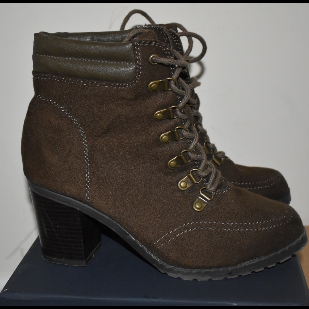Brown Heeled Boots- Size 8